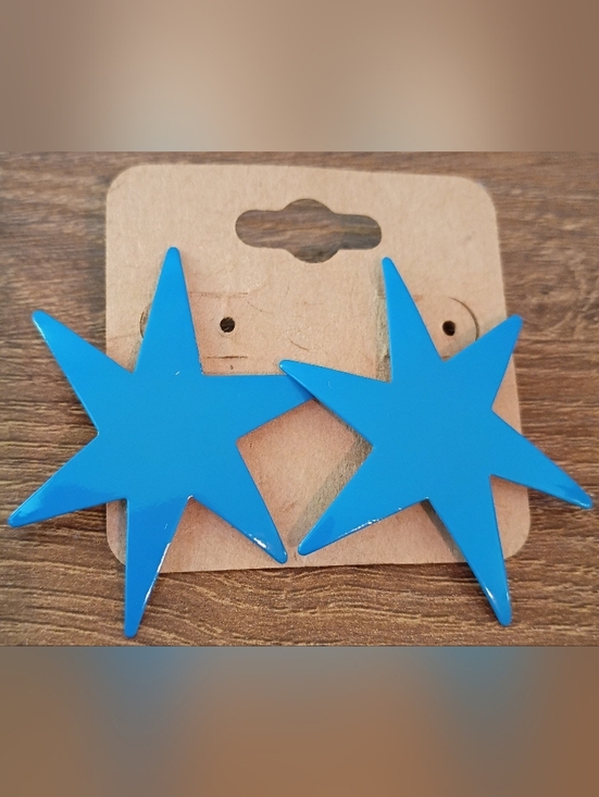 Jewelry - Bright Blue Star Dangle Earrings Bold Acrylic Statement Funky Y2K Festival